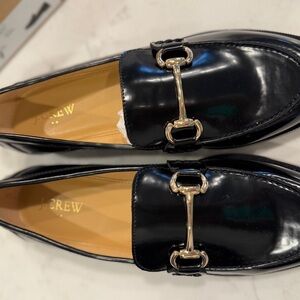 J. Crew Black and Gold Flats with Polished Finish
